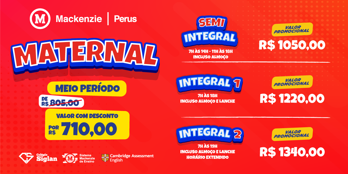 Maternal - Meio Período R$ 710,00